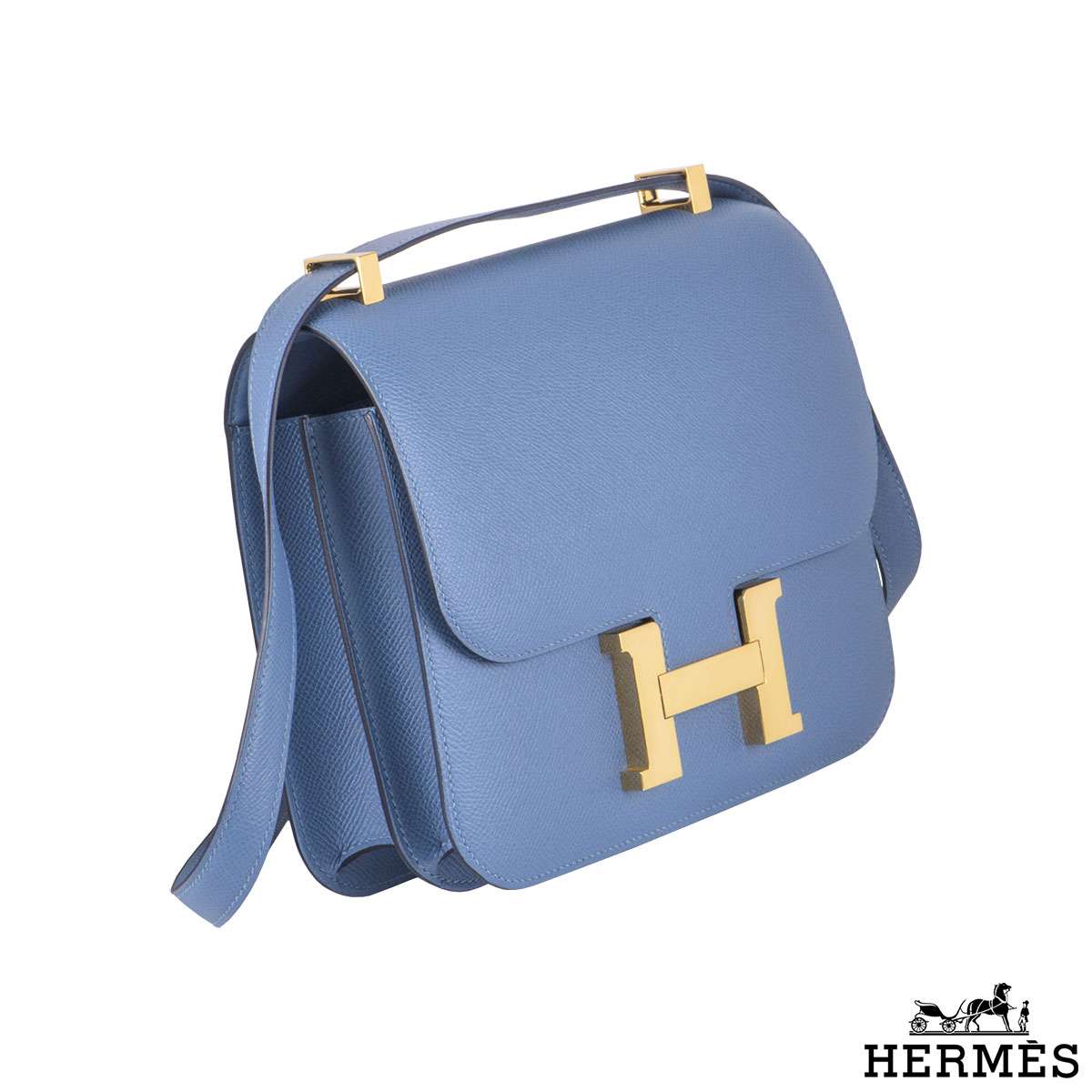 Replica Hermes Blue Electric Constance MM 24cm Epsom Leather Bag
